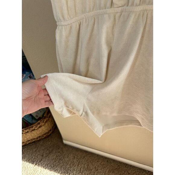 H&M Womens Cream Terrycloth Romper Medium short sleeve button up cotton - Picture 3 of 10